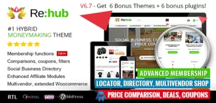 REHub - Directory, Shop, Coupon, Affiliate Theme 19.0.5